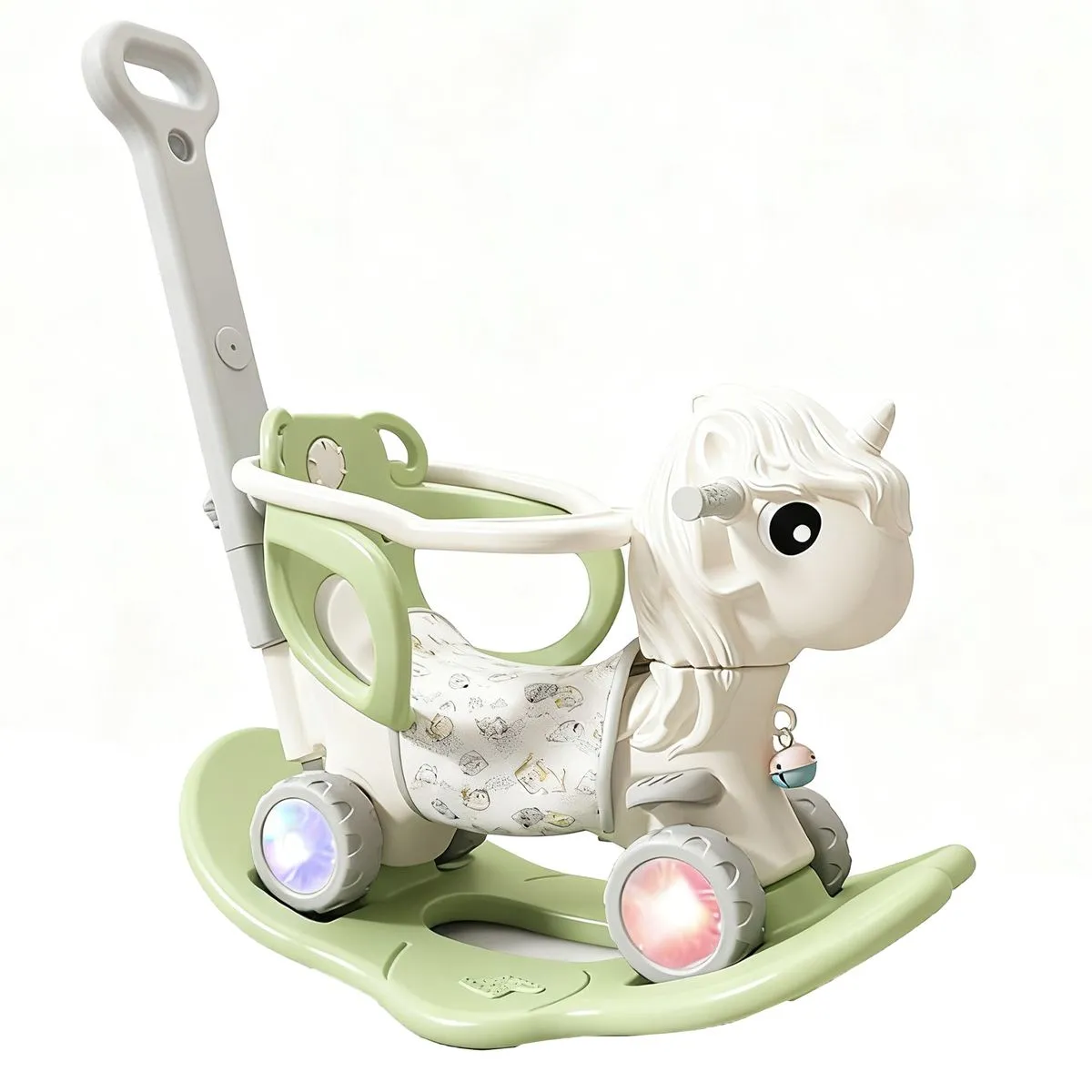 Rocking Horse Balance Bike Ride On Toy with Detachable Balance Board - Green