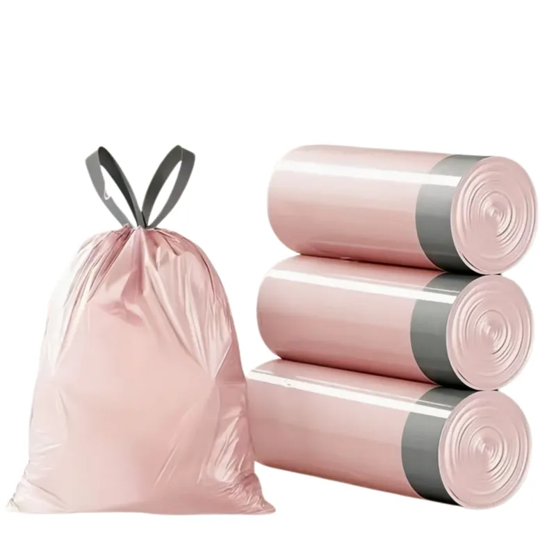 3 Rolls Pink Drawstring Garbage Bags | Heavy Duty Leak-Proof Bin Liners