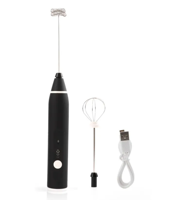 Rechargeable Portable 2 in 1 Milk Frother And Egg Whisk - Black