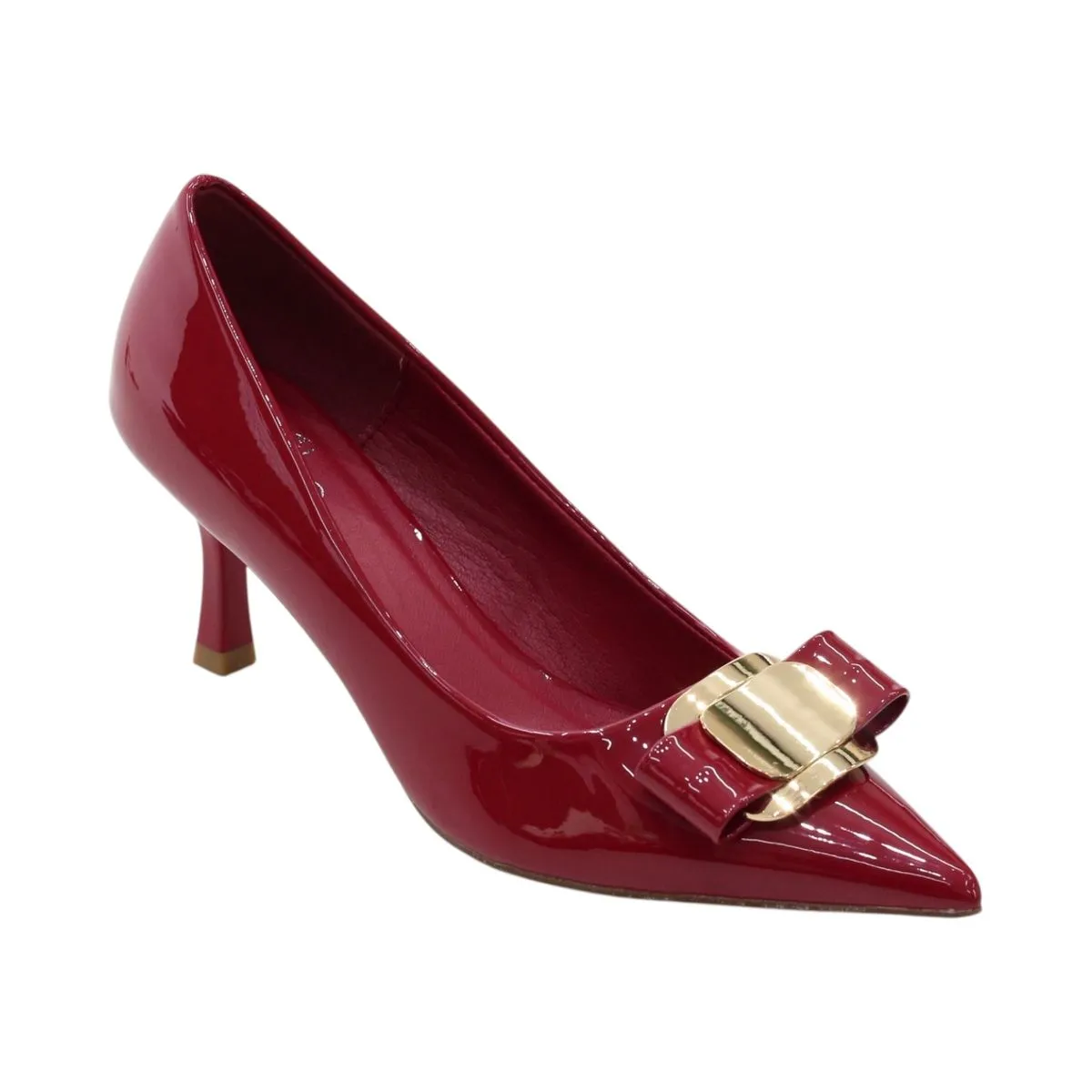 Cori Mid 7cm Heel Shoe with Trim - Maroon