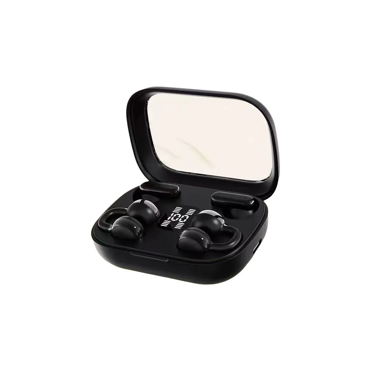 New Q10 Q8 Binaural Wireless Bluetooth OWS Clip In-Ear Hanging Headphones - Black