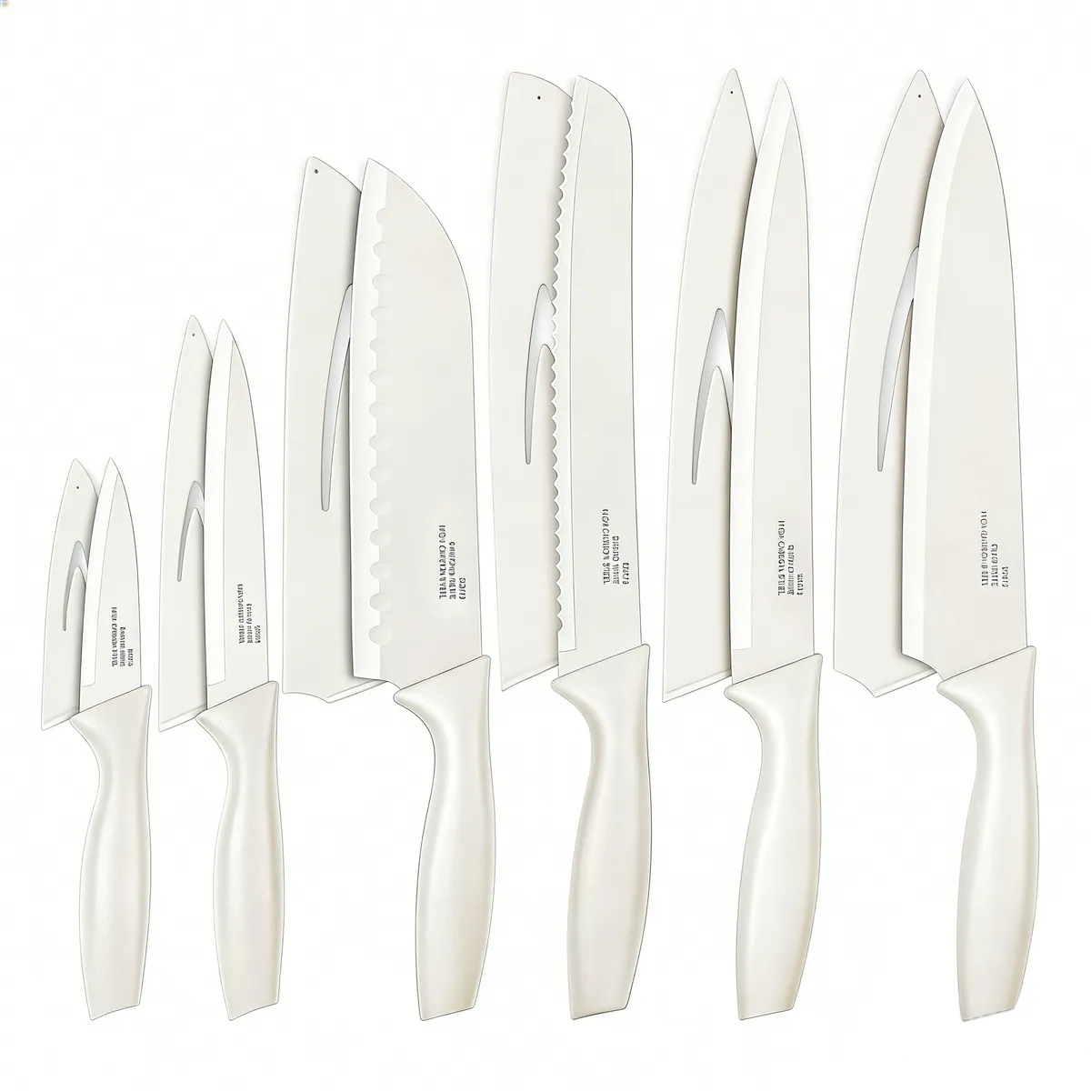 HOMGEM 6 Pieces Knife Set with Covers, Sharp Kitchen Chef Knives, White