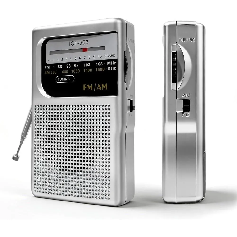 Radios Portable AM FM, Small Radio With 3.5mm Input For Headphones Earphone