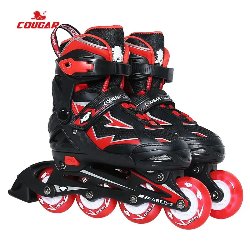 Cougar KIDS Adjustable Inline Skates, Black and Red - SMALL