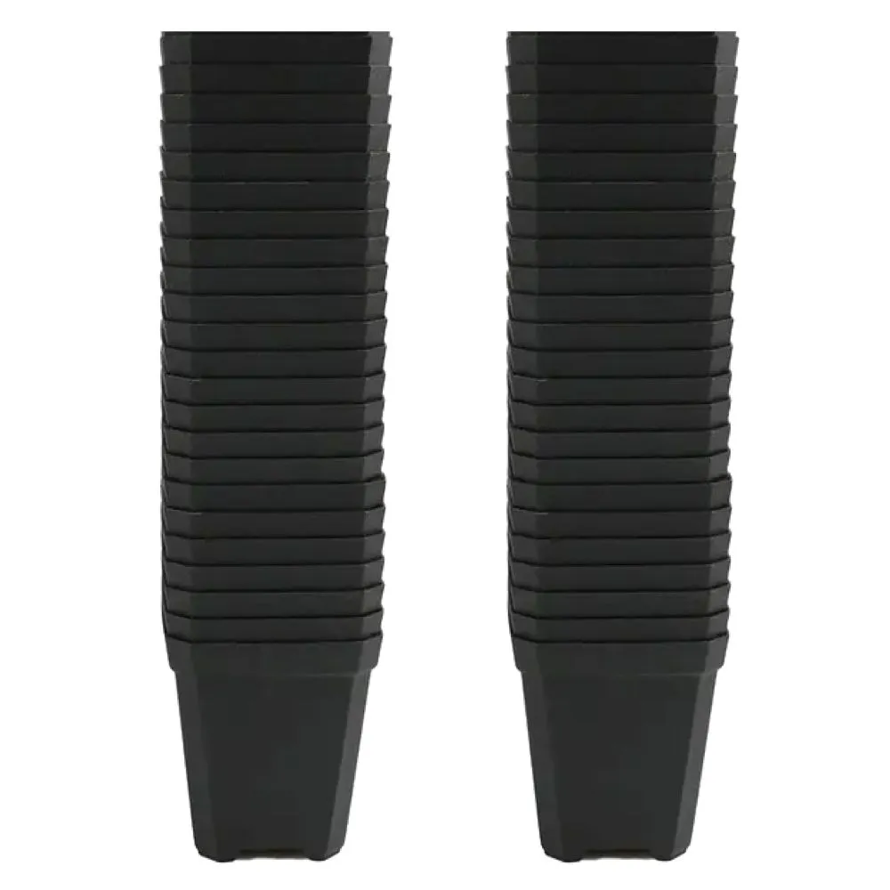 Garden Square Plastic Nursery Plant Pots With Drainage Holes 48pcs - 12cm - Black