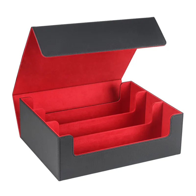 1800+ Card Deck Case for Trading Cards, Magnetic Card Storage Red