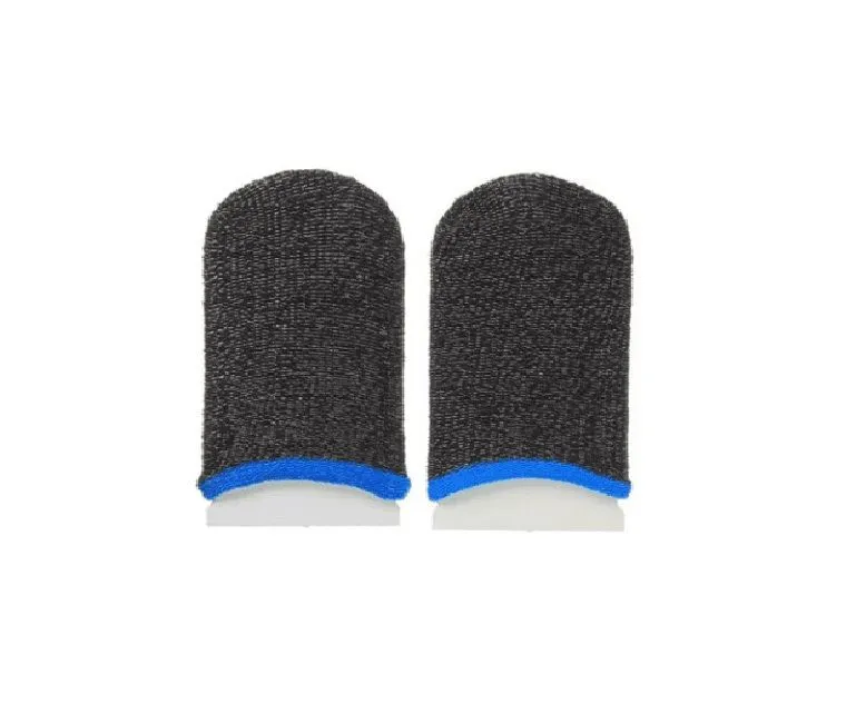 High Sensitivity Anti-Sweat Touchscreen Gaming Finger Sleeves - Black/Blue