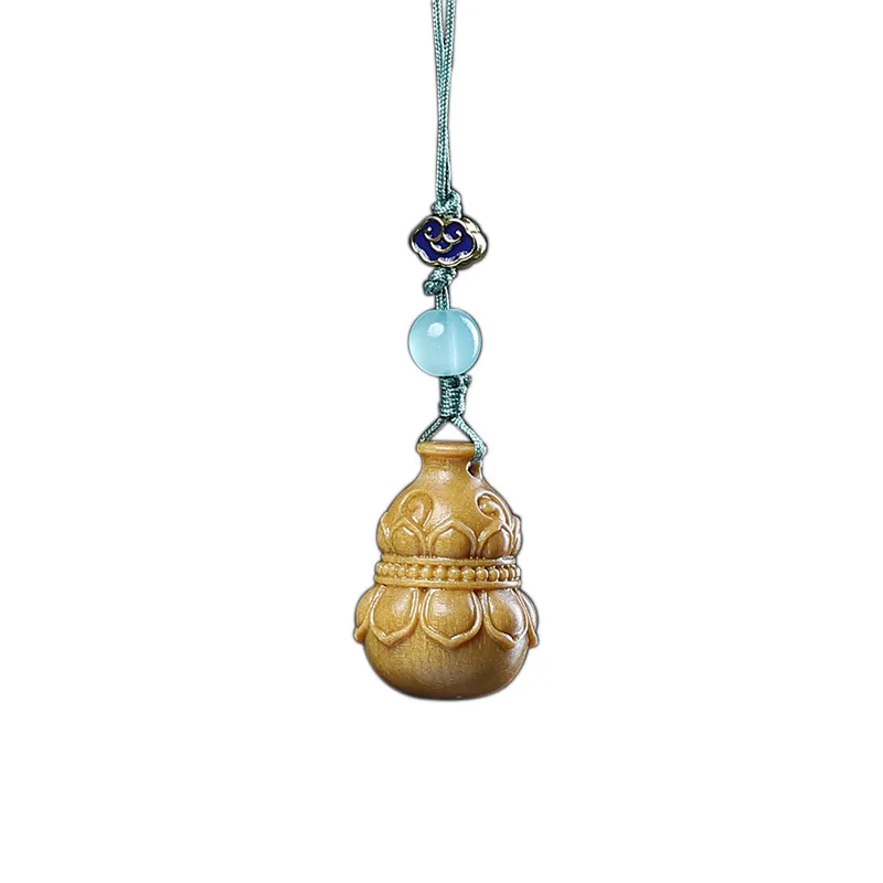 Handmade Red Sandalwood &Green Sandalwood Lotus Gourd Pendant,Lucky(Fu Lu)