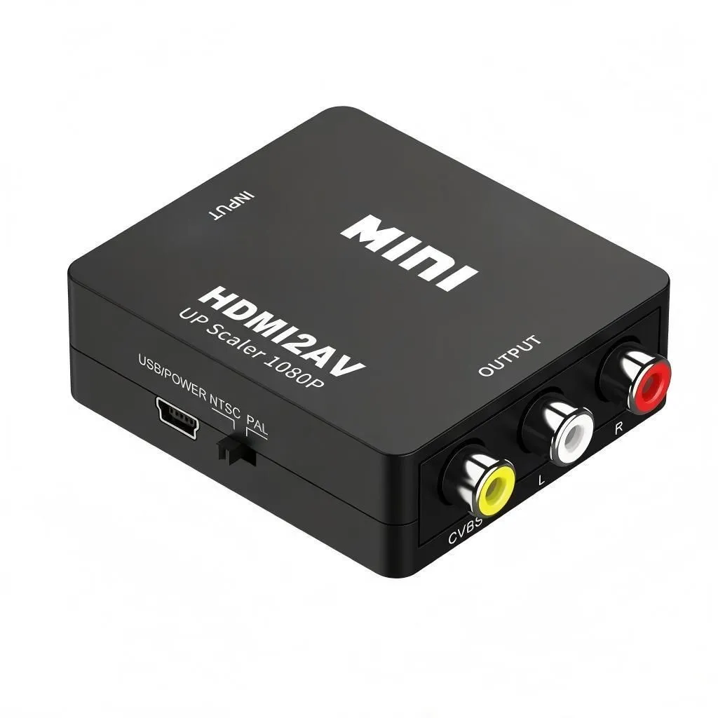 HDMI to AV Video Converter, White Box Series, Compatible with HDMI - HDMI to AV black
