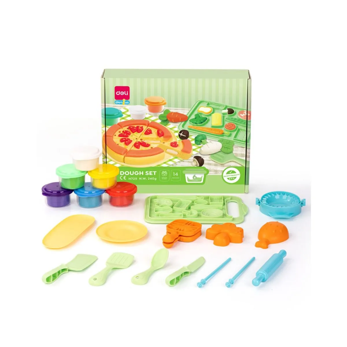 Deli Dough Set, Creative Kitchen, 14 Accessories & 6 Colours
