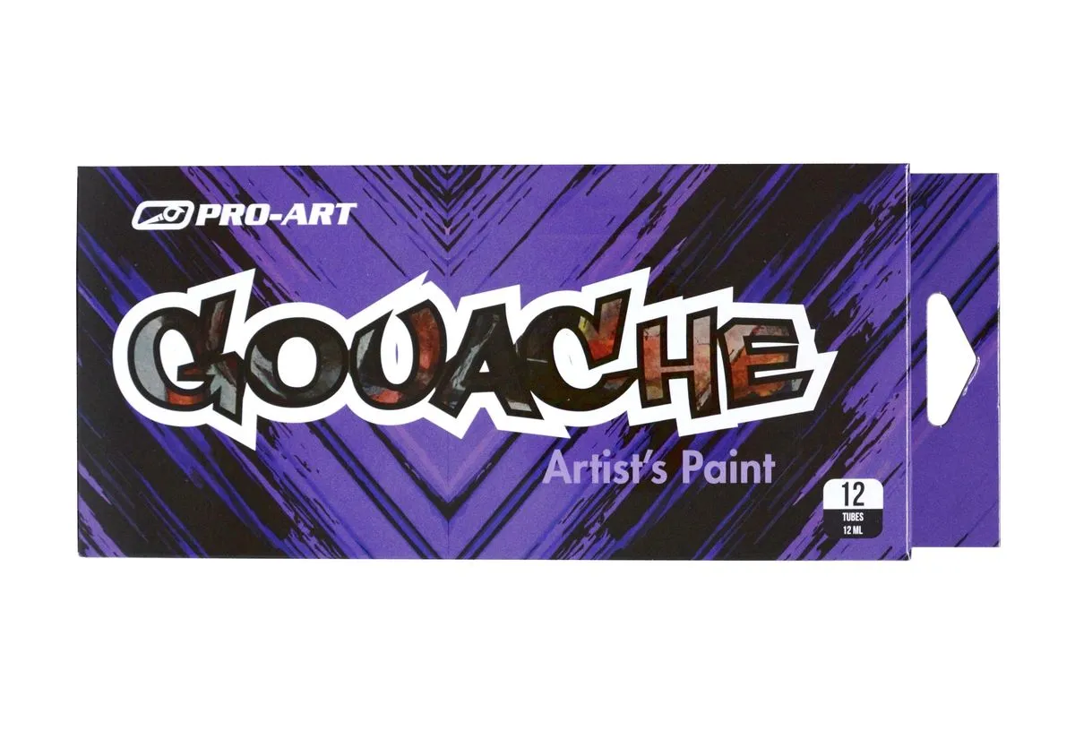 Pro-Art Gouache Colour Paint Set 12 Tubes 12ml