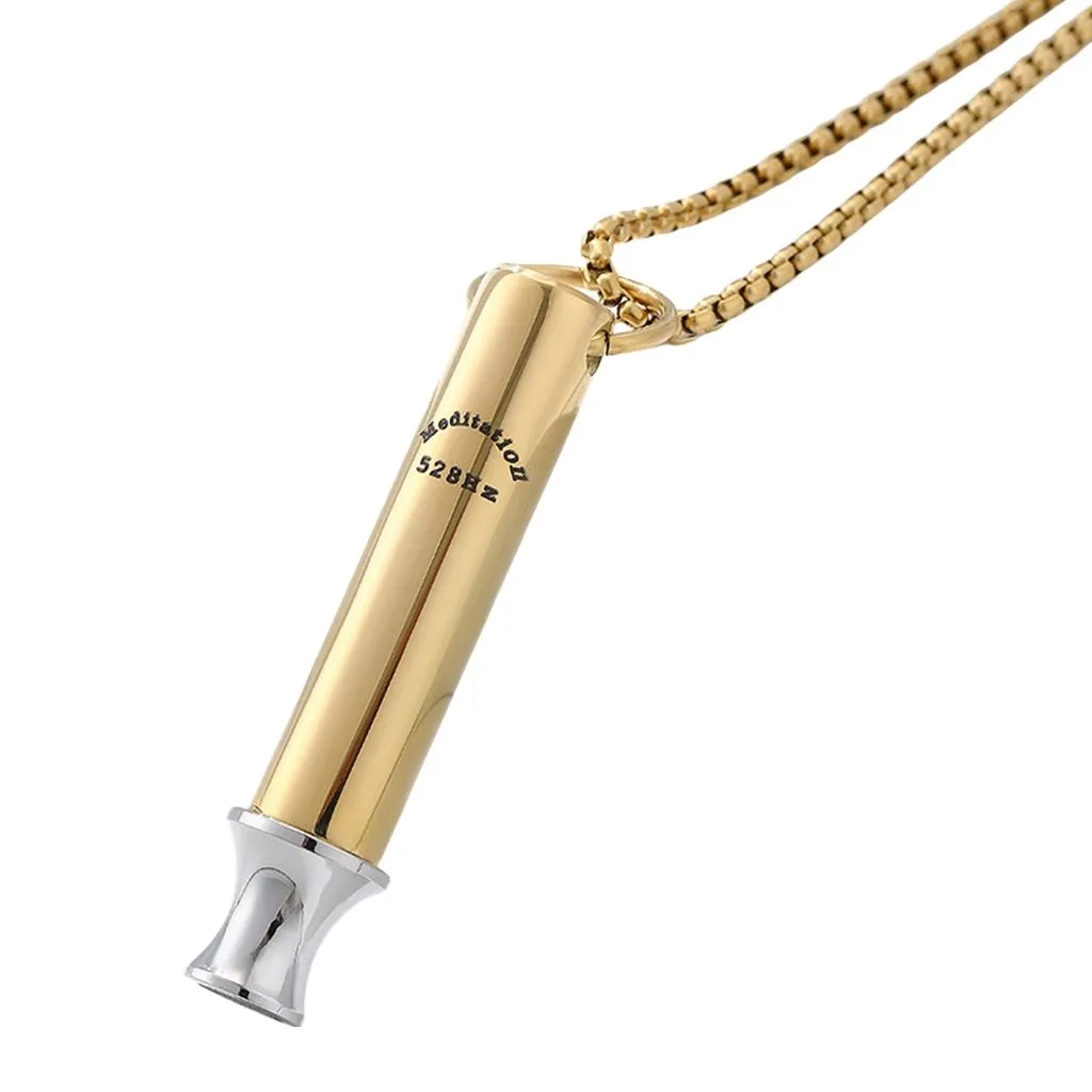 528Hz Meditation Breathing Whistle Necklace - Gold