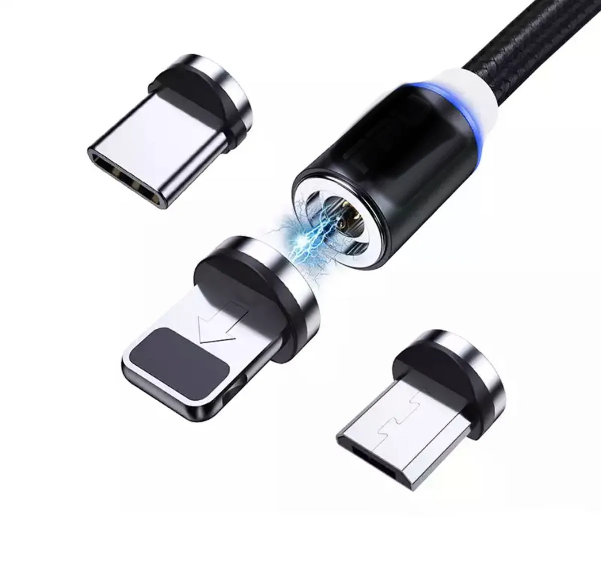 Rappid 3-in-1 Magnetic Charging Cable With Lightning USB & Type C Attachments
