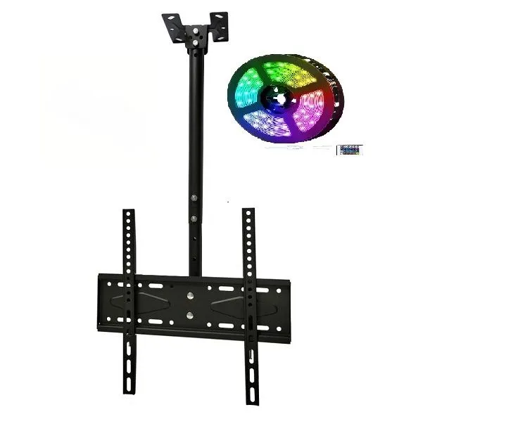 26-60" Height Adjustable Ceiling TV Mount Bracket with LED Strip Light