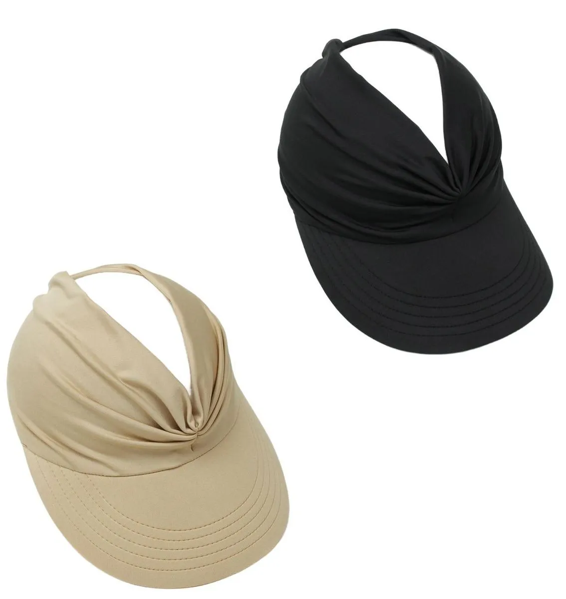 2PCS Foldable Wide Brim Sun Visor Hats for Women with Bow