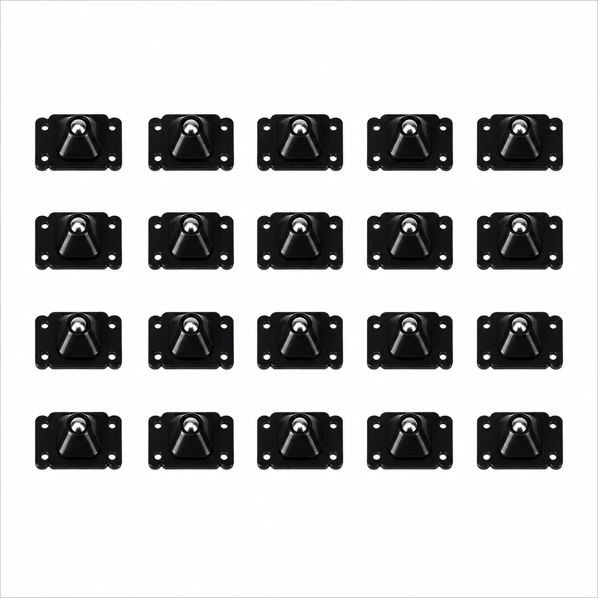 Universal Adhesive Mini Castor Wheels Black (20 Pack)