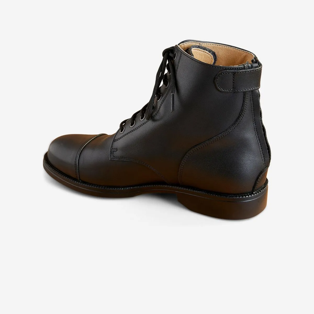 Fouganza Adult Horse Riding Lace-Up Leather Boots Paddock 560 - Black