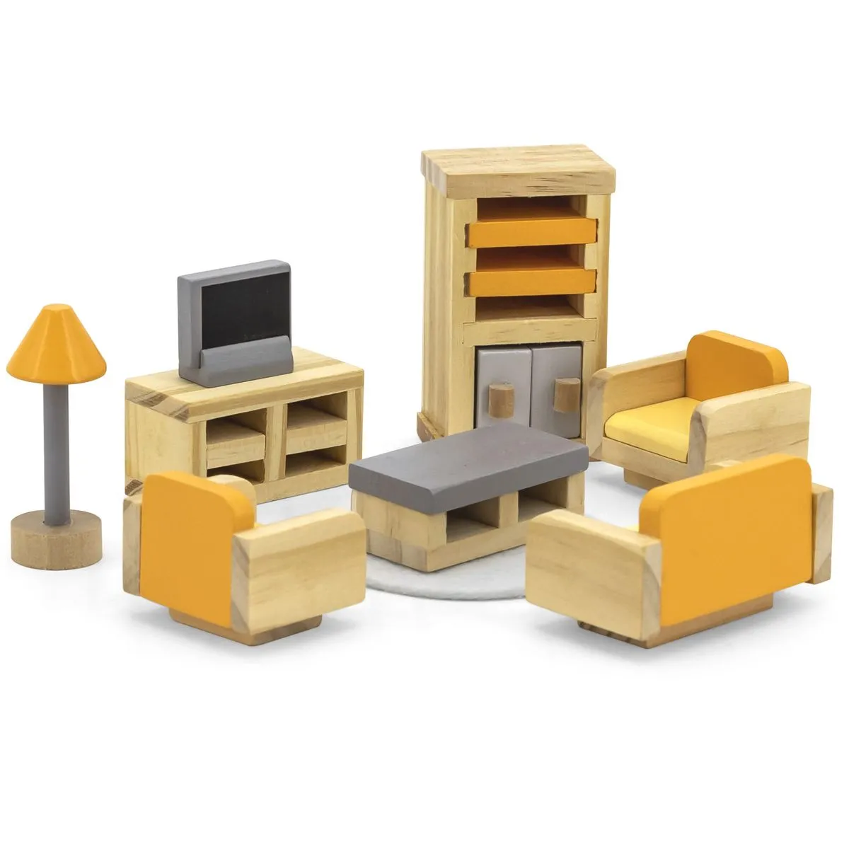 PolarB Wooden Doll House Sitting Room Furniture Set