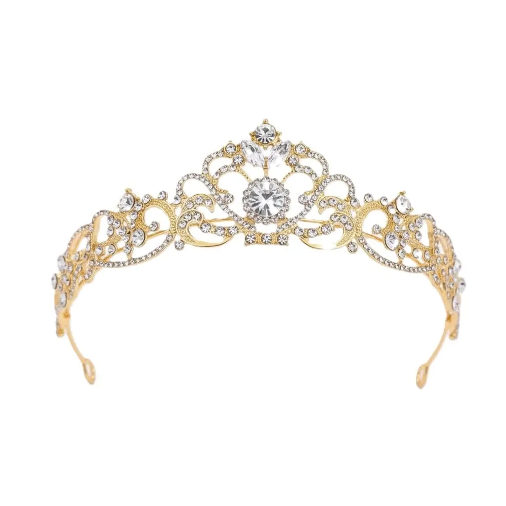 Tiara Crystal Crown, Rhinestone Wedding Crown, Princess Crown Women, - Gold