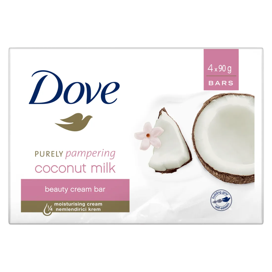 Dove Coconut Milk Moisturizing Bar Soap Value Pack 4x90g