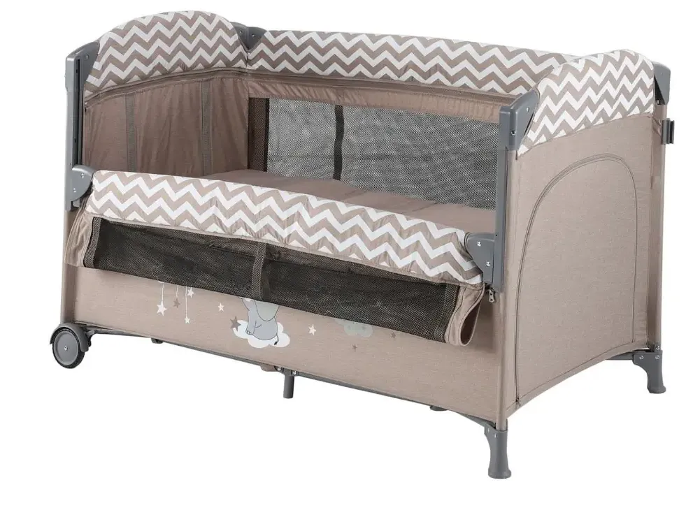 Kidilo Deluxe Baby Travel Cot Next 2 Me Bed - Brown