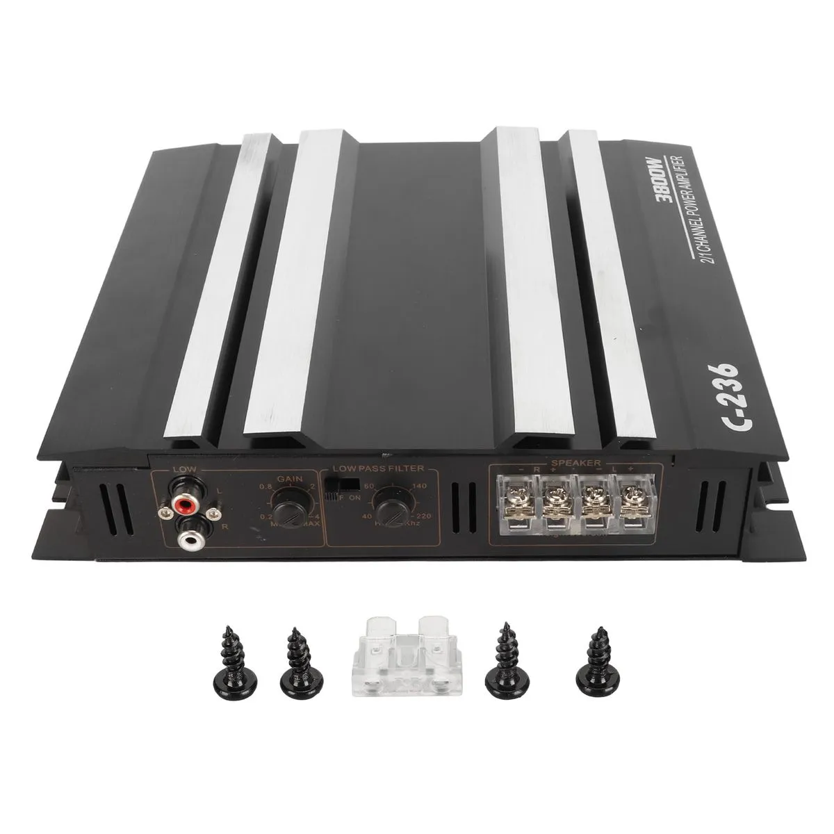Car Amplifier 2Channel 3800W 90dBSensitivity Aluminum Alloy Audio Amplifier