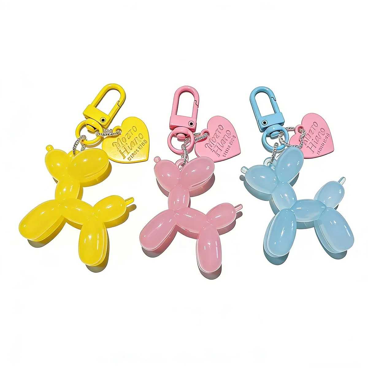 3-Pack Metal Puppy Charms: Cute Keychains & Bag Charms for Women, Bags,Cars - Pink, Blue