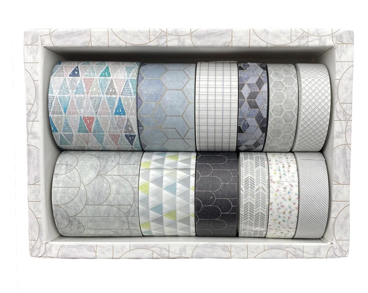 Washi Tape Box Set of 12 (Geometric Patterns)