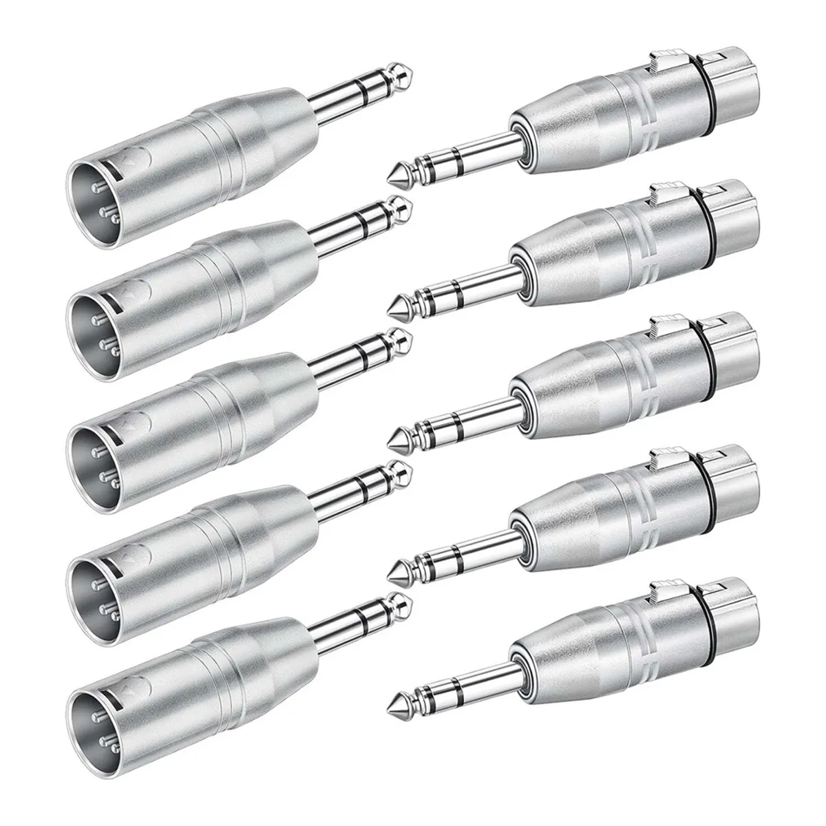 10 Pack XLR Adapter, 1/4 Inch TRS to XLR Connector