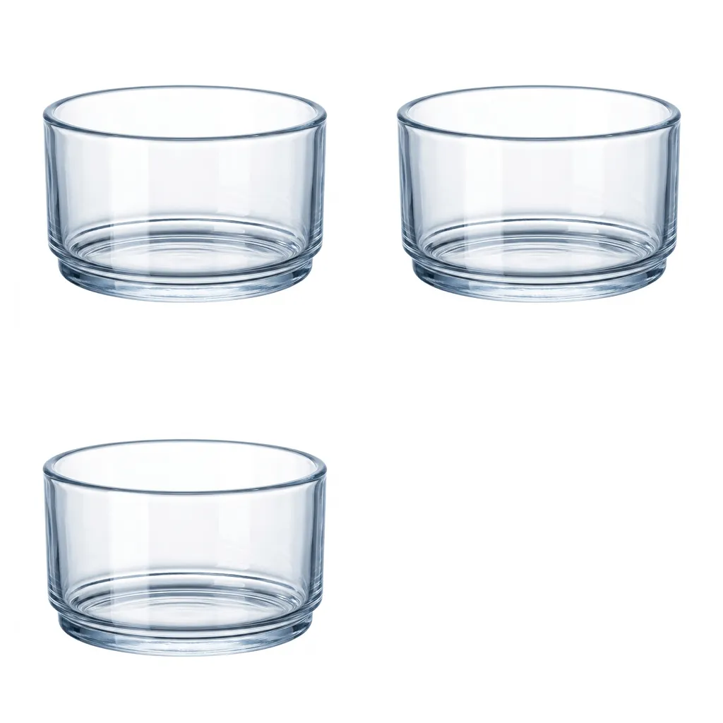 3 Pack - 10cm Glass Salad Bowl - Transparent