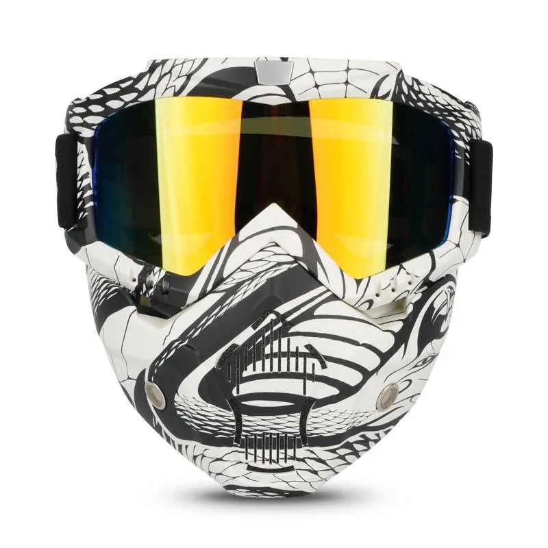 Full Face Motorcycle Gel Soft Paintball Airsoft Mask Game MAS221 SnakeWhite