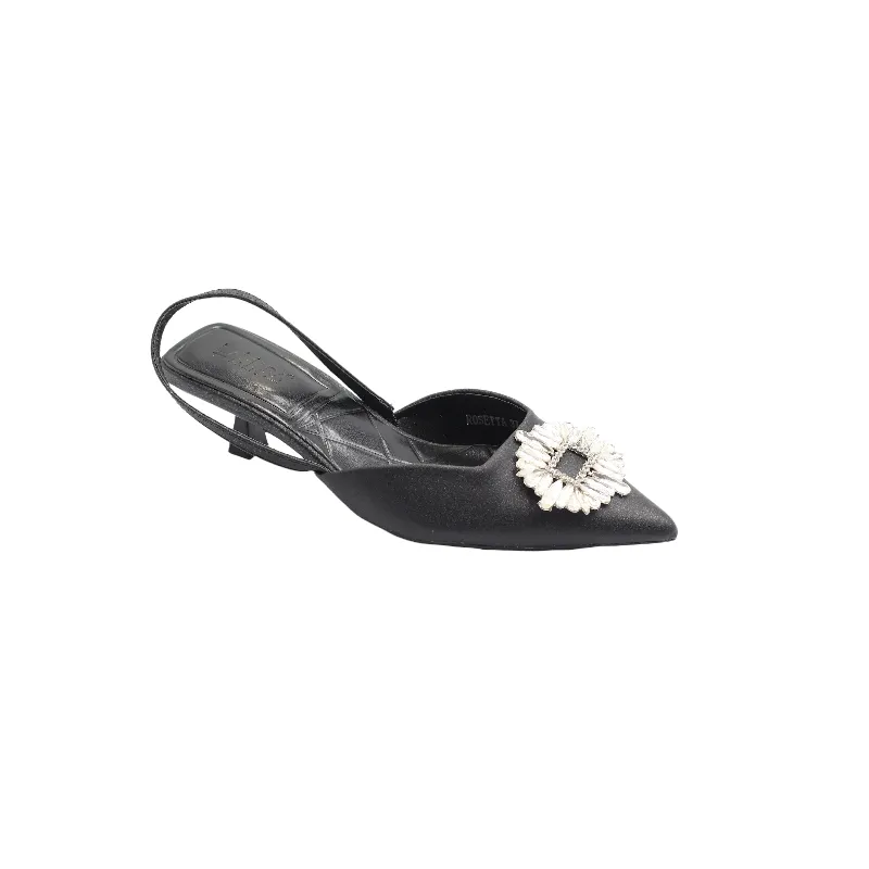 Rosetta Satin PU with Trim on a 4cm Mid-Heel Black