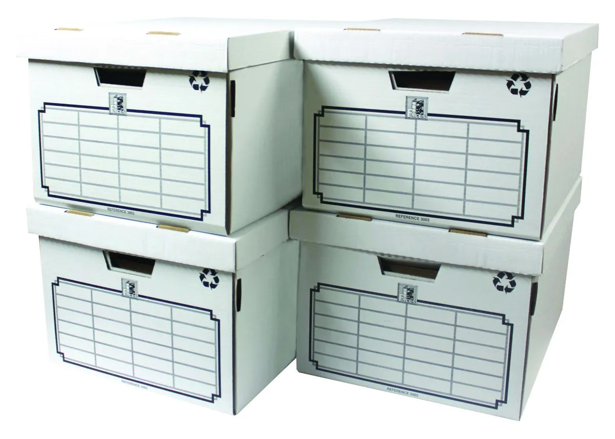 Files Large White Corrugated Archive Box 4 Pack