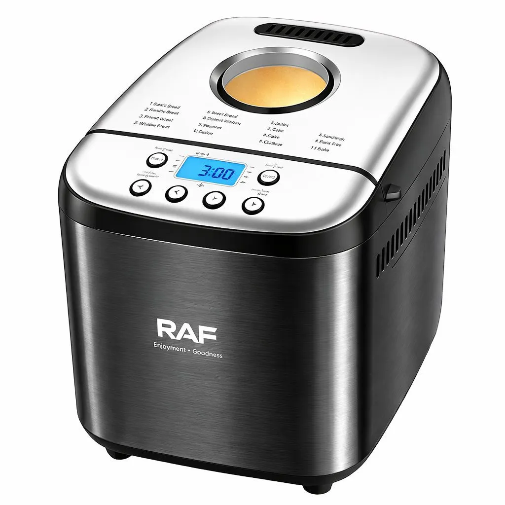 RAF Stainless Steel 600W Automatic Bread Maker - Midnight Silver