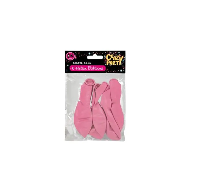 Crazy Party - 6 Piece Pastel Helium Balloons x 5 - Pink