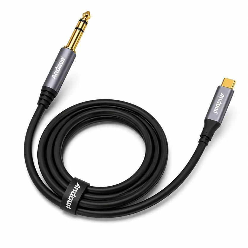 Professional 6.35MM Jack to Type-C Audio Cable Gold-Plated High Fidelity FP