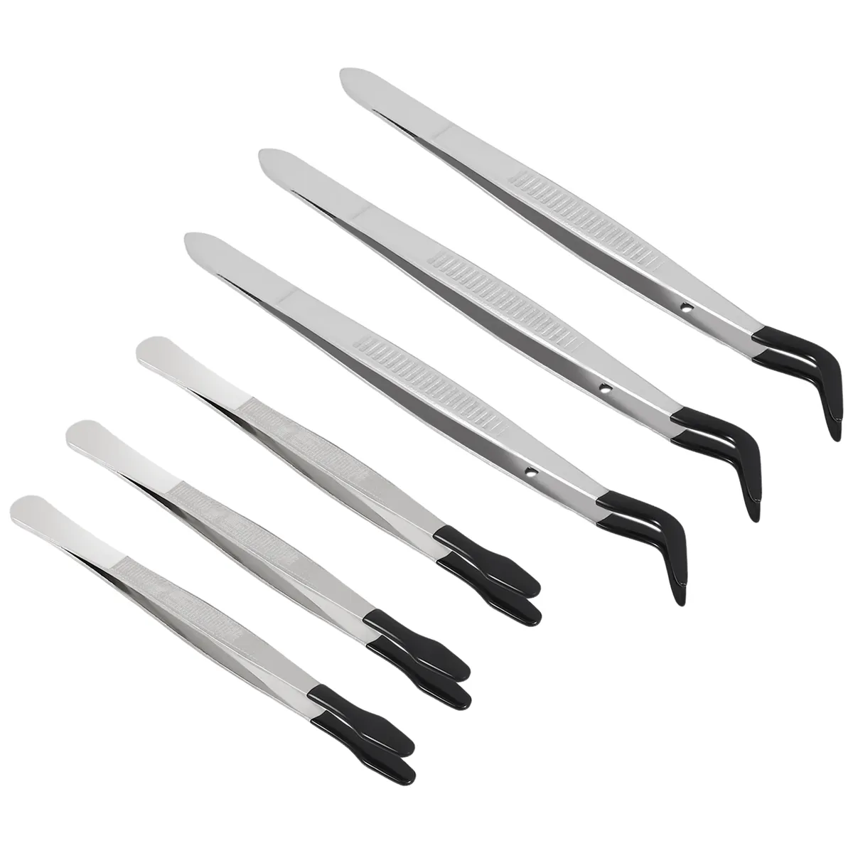 6 Pcs Rubber Tip Tweezers PVC Laboratory Industrial Hobby Craft Tool