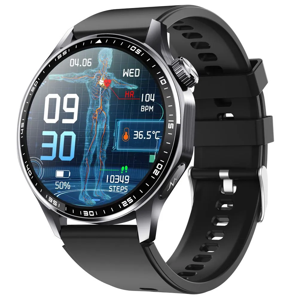 SmartWatch ECG Health Message Weather Push Wrist Watch Heart Rate - Black