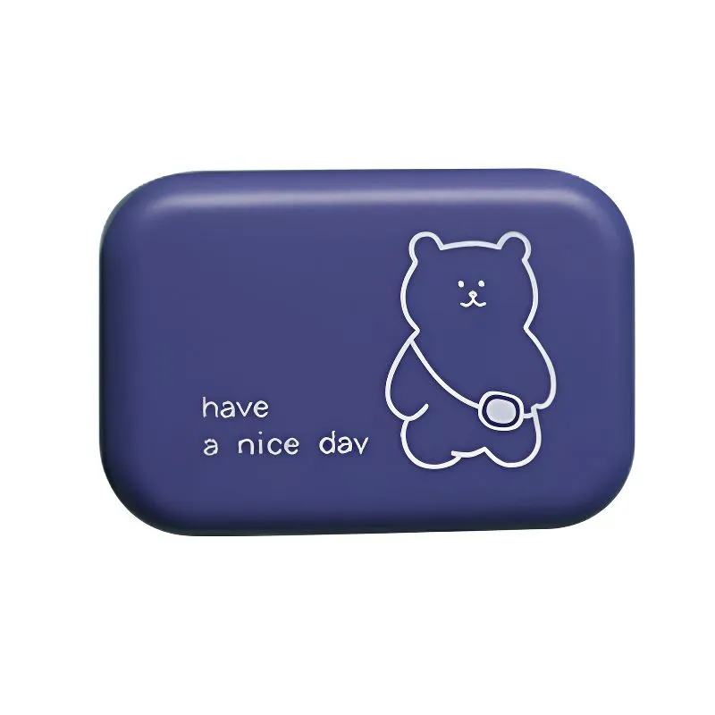 3-Piece Compact Cute Leak-Proof Contact Lens Case - Blue, White