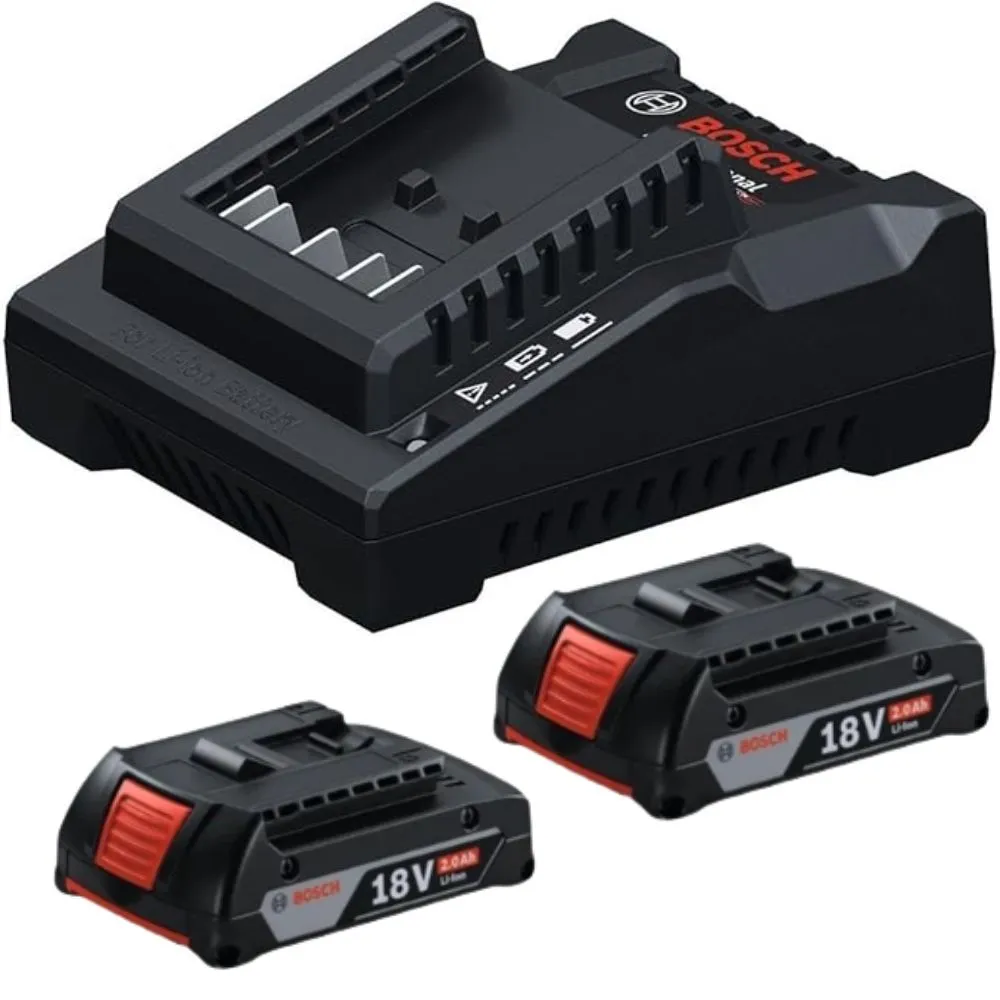Bosch - Proffesional 18V Charger (GAL 18V-20) and 2x 2Ah Batteries (GBA18V)