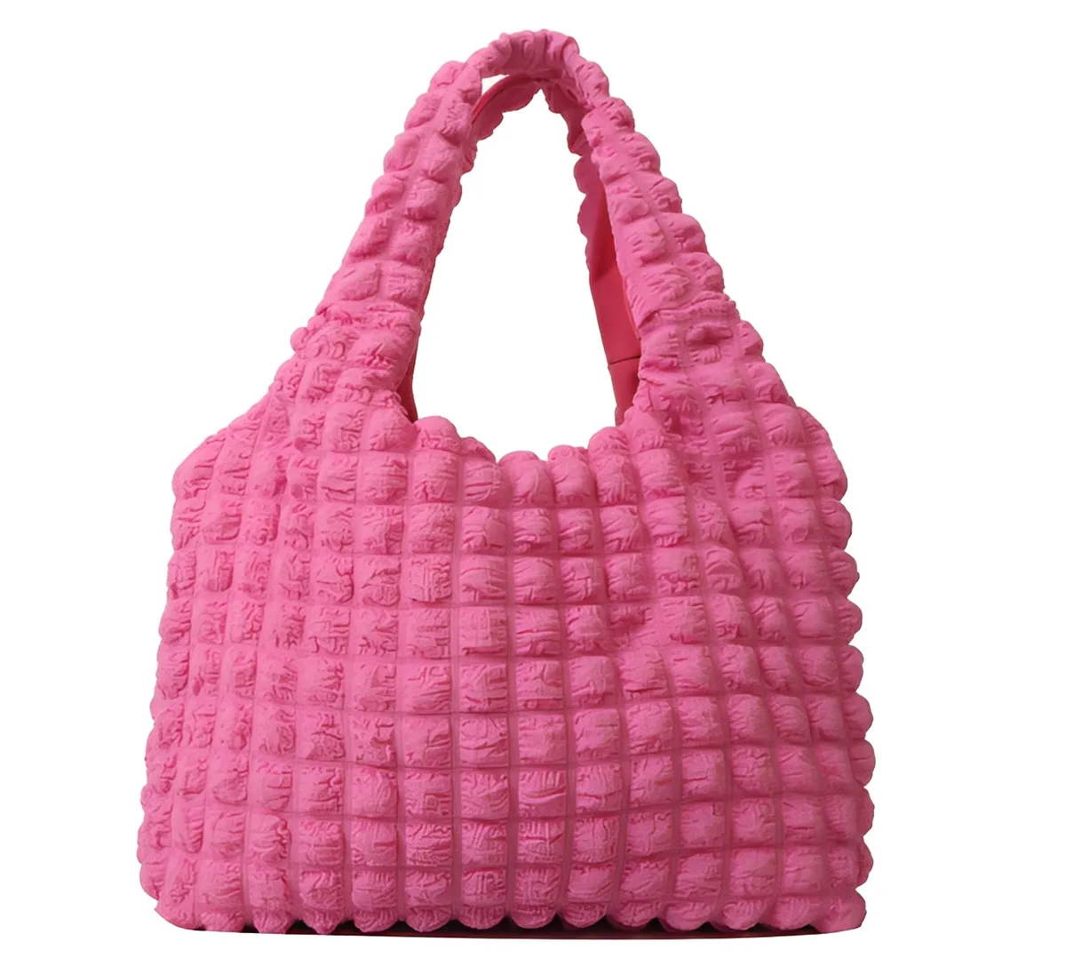 Pleated Bubble Print Large Capacity Shoulder Bag