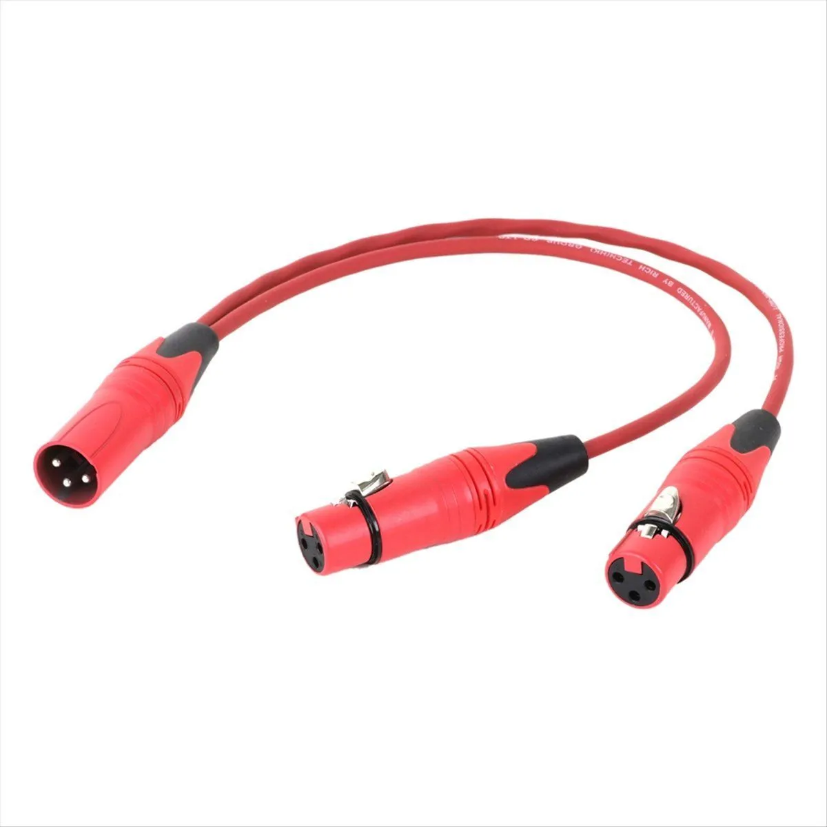 0.5M Red 3Pin Xlr 1 Male To 2 Female Audio Extension Cable
