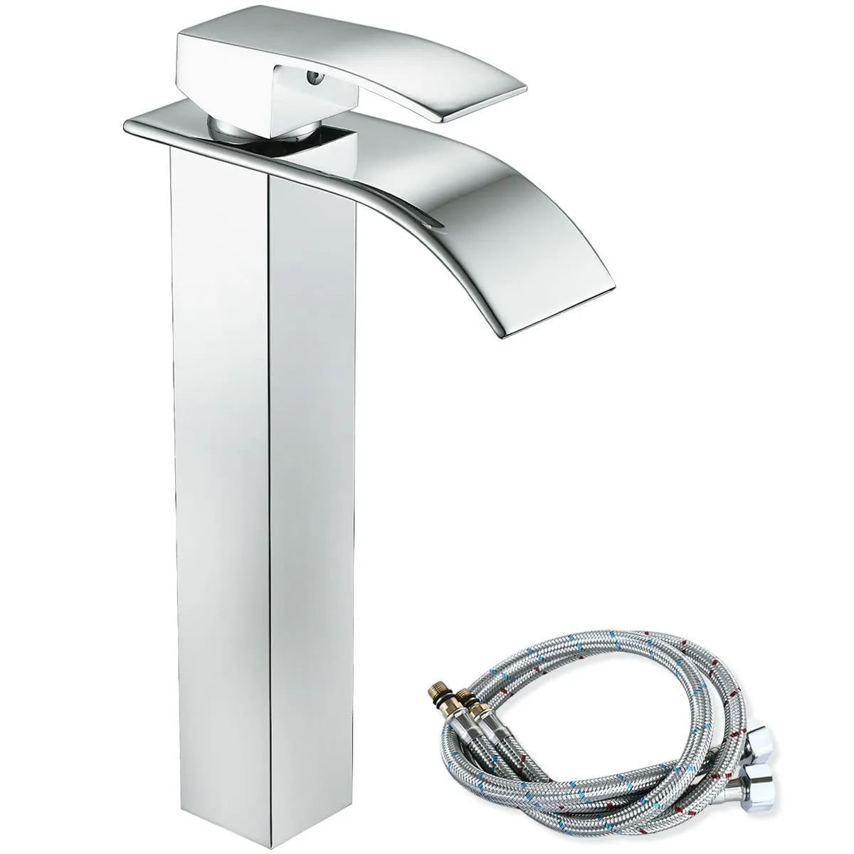 MEBUPOL Bathroom Waterfall Basin Mixer Tap, High Rise Sink Mixer Taps