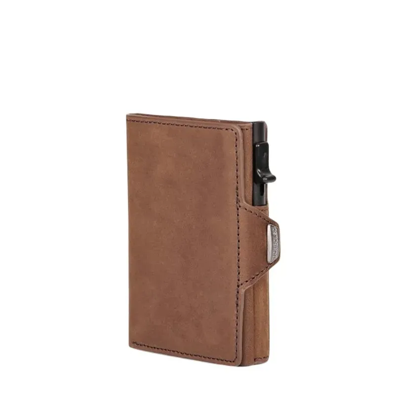 The Automatic Leather Pop Up Wallet Card Holder with RFID & Coin Pocket - Brown