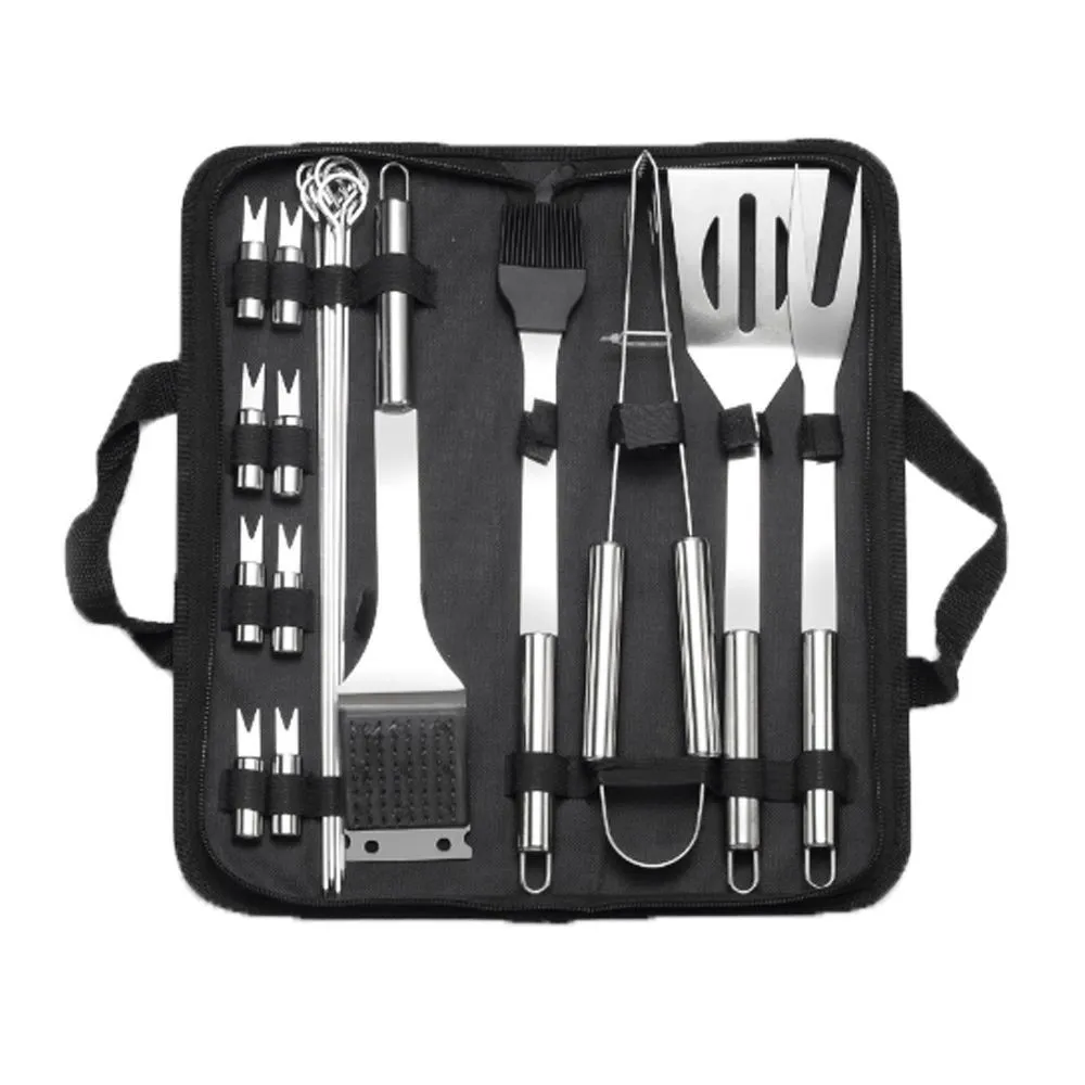 20-Piece BBQ Tool Set Stainless Steel Bakeware Forklift Brushes