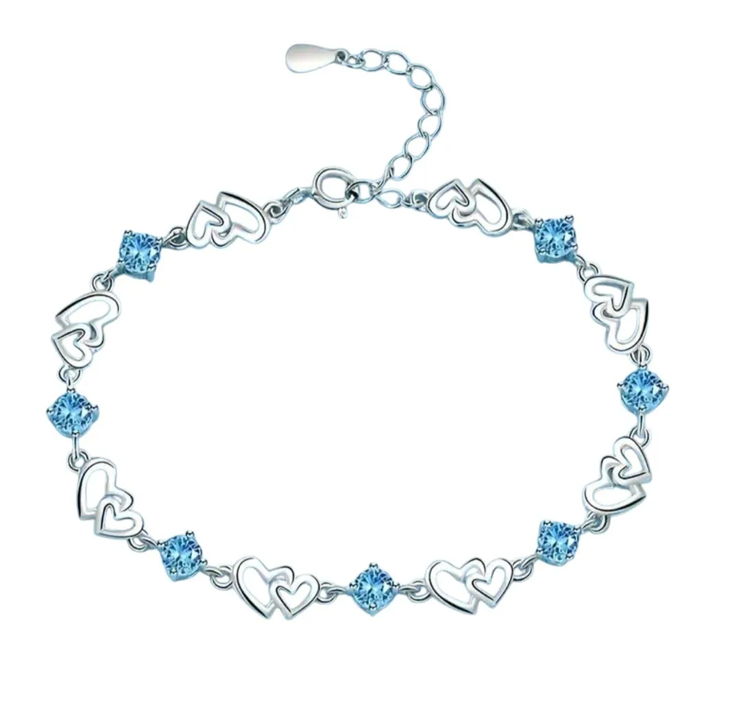 S925 Sterling Silver Women's Bracelet - Elegant Synthetic Design