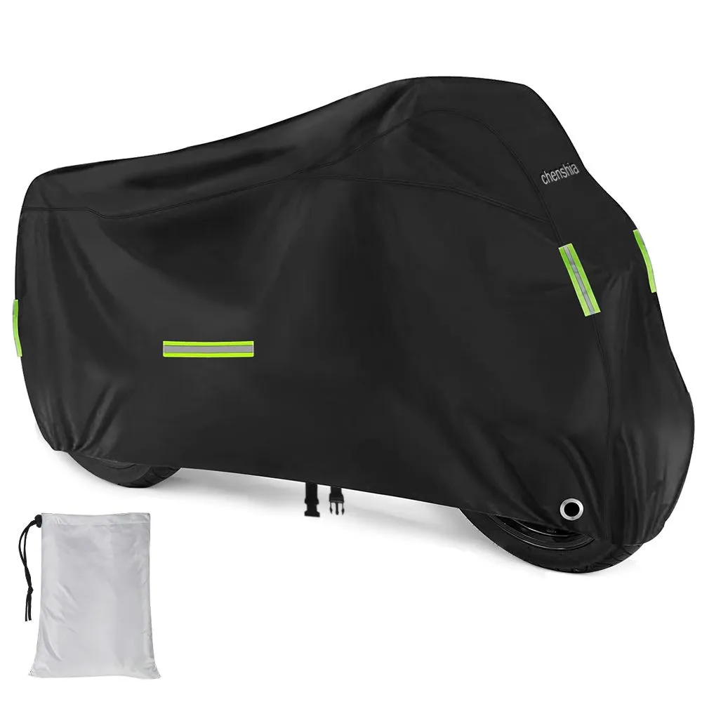 Chenshia Waterproof Motor Bike Cover,210D Oxford Fabric All Weather Proof - Black