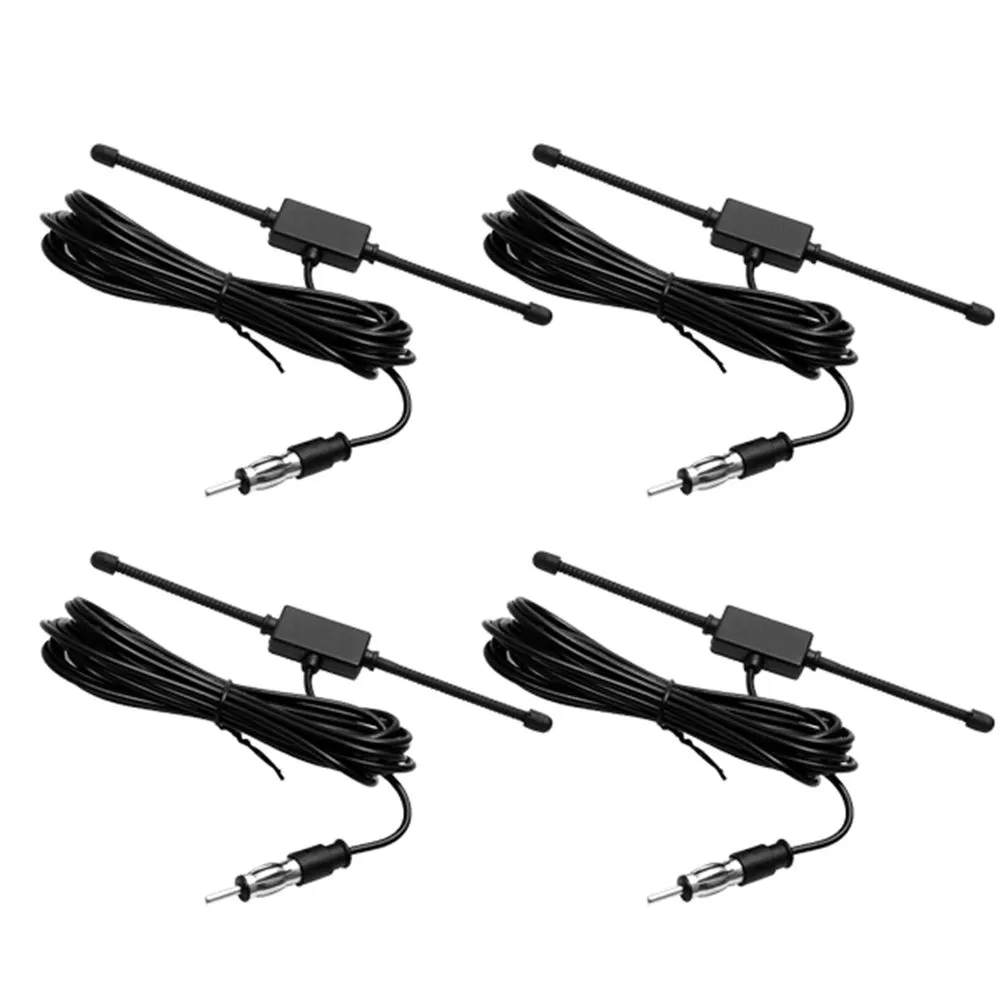 4 x Black Car Boat Stereo Am Fm Dipole Antenna Compatible with Universal