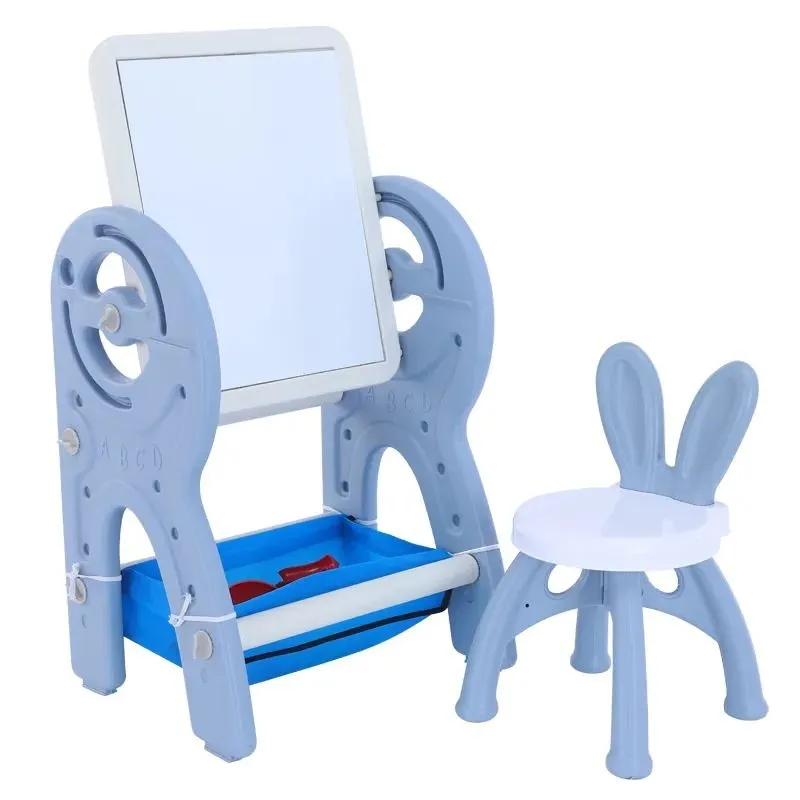 9t9-2 in 1 Kids Table & Chair, Painting Board with Storage - Blue