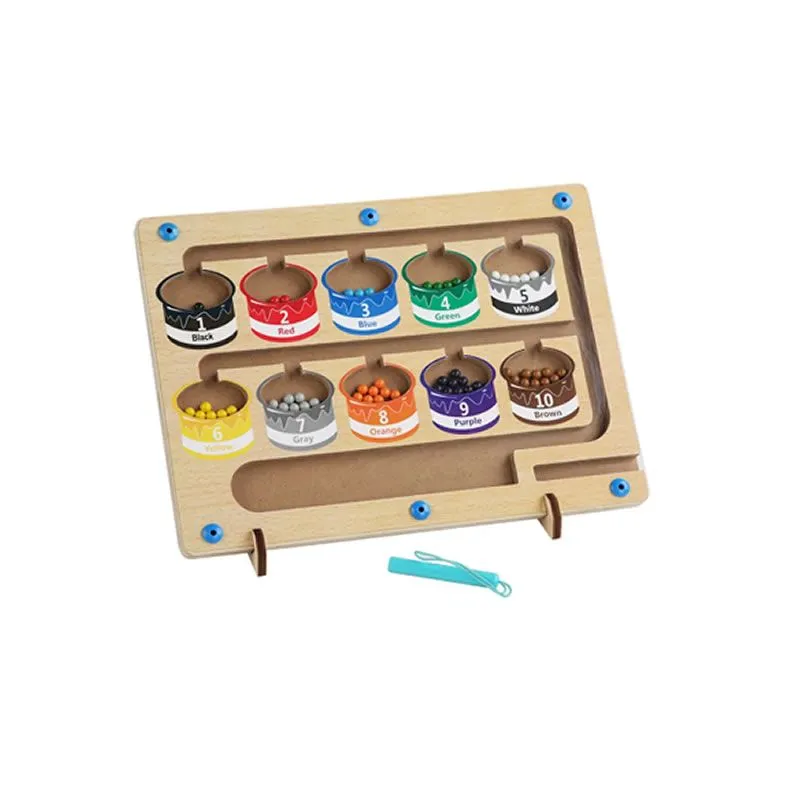 Wooden Magnet Board Puzzles Color And Number Maze WT-27